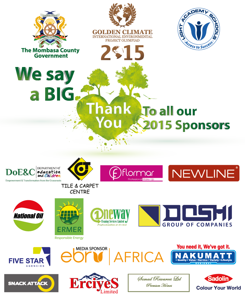 "We say a big thank you to all our 2015 sponsors" – logos of the Golden Climate 2015 sponsors